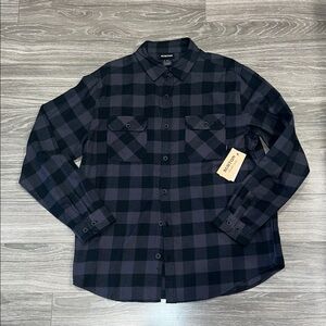 Burton Men's Black & Grey Plaid Button-Up Shirt